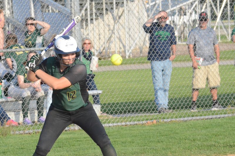 Meghan Fretz watches a pitch for Wawasee.