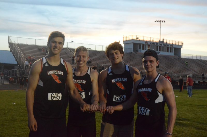 The 4 X 100 relay team is headed to State after claiming a regional title. The quartet (from left) are Brandon Reinholt, Ross Armey, Will McGarvey and Rane Kilburn.