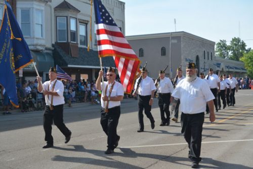 Members of the Milford American Legion Post 226 Color Guard lead the 2016 Milford Memorial Day parade.