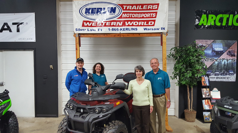 The 24th Annual Beaman Home Golf Scramble will take place on Monday, June 6, 2016 at South Shore Golf Club in Syracuse. Team registrations and event sponsors will be accepted through May 27th Pictured (L to R) with featured Odes USA ATV for the hole-in-one event:  Nick Prentice, Kerlin Motorsports Marketing Director ; Tracie Hodson, Beaman Home Executive Director; Karen Cripe, Beaman Home Golf Scramble Committee Co-Chair; and Dennis Cripe, Beaman Home Board President and Scramble Committee Co-Chair. (Photo ptovifrf)