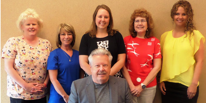 Pictured in front is Bob Jarboe, hospice spiritual counselor. In back are Jackie Snider,hospice nurse, Yvonne Beller, hospice nurse, Jeni Riley, hospice director, Rebecca Muncy, hospice nurse and Amy Kellar, medical social worker. (Photo provided)