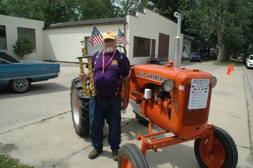 Ron Marquart, Milford, won the People's Choice award at the car/tractor/motorcycle show. 1948 Allis Chalmers Model B Tractor. 