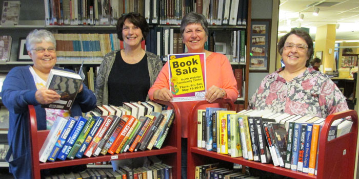Stock up on summer reading material at the Friends of the Library Book Sale May 19-21 in the North Webster Community Center. Hundreds of good quality used books will be on sale with proceeds supporting the work of the library. Pictured from the left are FOL members Beck Pressler, Beth Smith, Cindy Keirn, and Paula Markely.