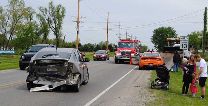 Two car accident reported at SR 13 and CR 800N, North Webster, at around 11. a.m. today. No Injuries reported. (Photo by Phoebe Muthart)
