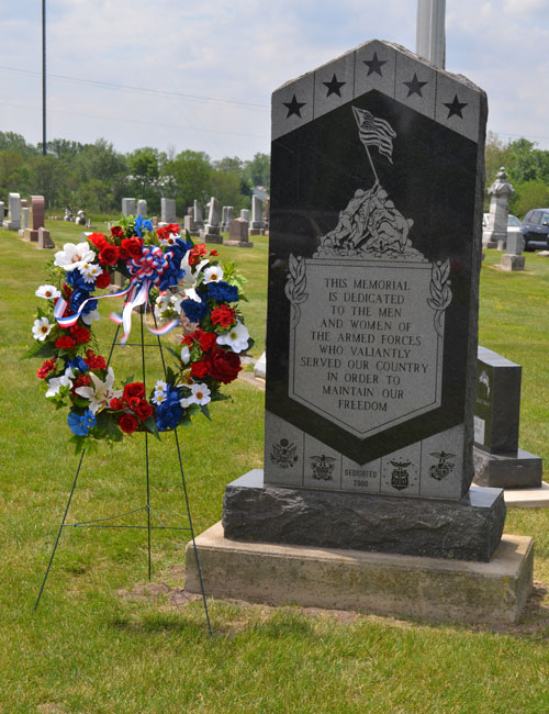 The Silver Lake Lions Club placed a wreath next to the memorial in Lakeview Cemetery.