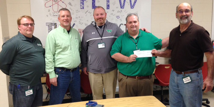 Pictured from left are Neil Kaiser, Cargill, Bob Scherer, Cargill, TVMS Assistant Principal Cory Cooper, TVMS Project Lead the Way Teacher Allen Utter and John Klonowski of Cargill. (Photos provided)