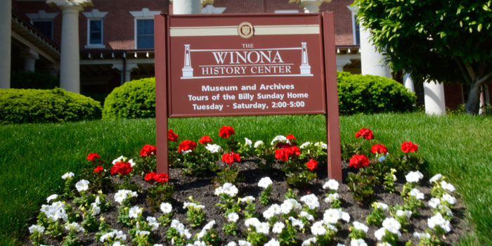 The sign for the Winona History Center.