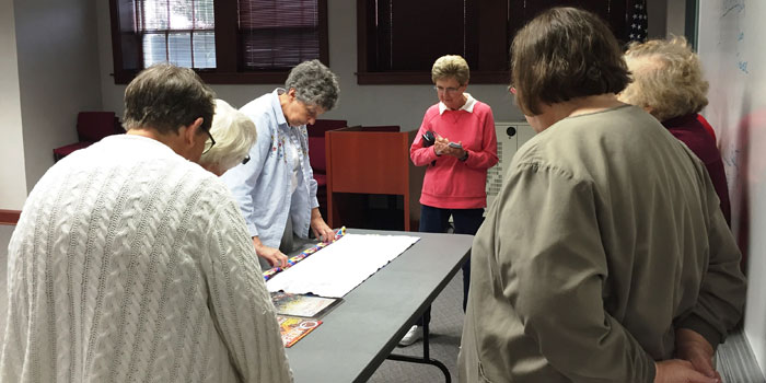 Karen Fisher demonstrates techniques during the Lake City Piecemakers Quilt Club. Join the fun at 9:15 am, June 10, for the next meeting. 