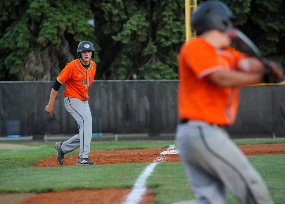 Warsaw's Sterling Hay takes a look as Marselo Rodriguez swings away against Penn starter Skylar Szynski.