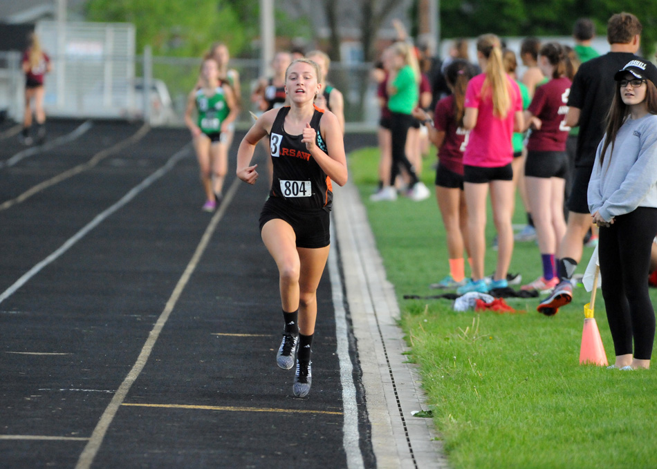 Warsaw's Mia Beckham was a standout champion in both the mile and two-mile at the Northern Lakes Conference Girls Track Championships, and should be a contender in both races at Tuesday's Warsaw Girls Track Sectional. (File photo by Mike Deak)