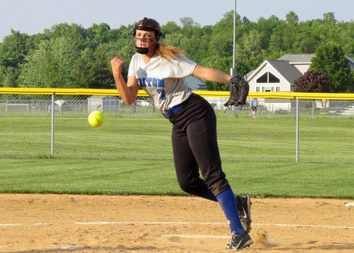 Triton's Nicole Sechrist deals to Bethany Christian Tuesday in the Triton Softball Sectional championship game, won by Sechrist and her mates 16-0. (Photos by Orion Lemler)