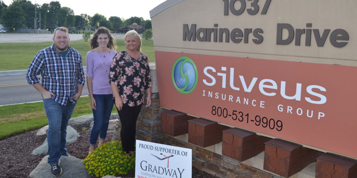 Pictured from left are Silveus Insurance Group Senior Software Developer Henry Crans, Gradway Director Brittany Lyon and Silveus Insurance Group Marketing Coordinator and Silveus Charitable Board member Danielle Spurgeon. (Photo provided)