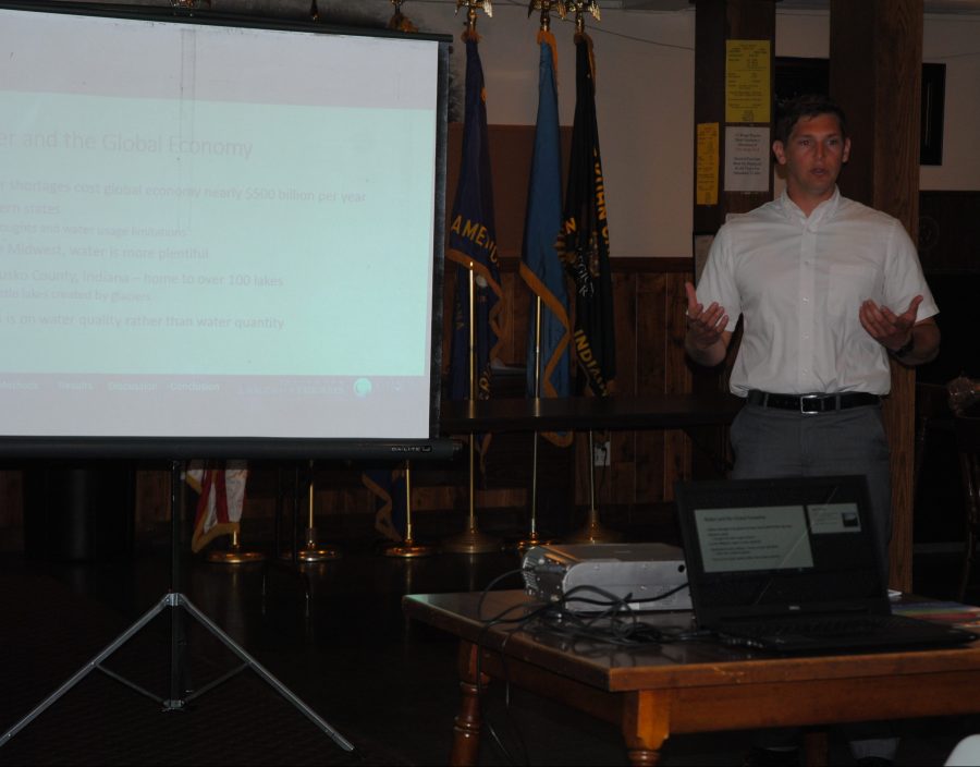Grace College student Seth Bingham presented a program, “The Value of Our Lakes,” at the North Webster-Tippecanoe Township Chamber of Commerce general meeting.