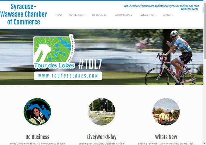 Snapshot of Syracuse-Wawasee Chamber of Commerce Website