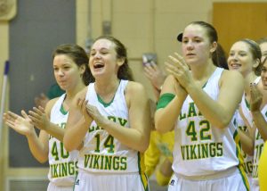 Morgan Brazo, Meredith Brouyette and Hannah Dunn of Tippecanoe Valley girls basketball. 