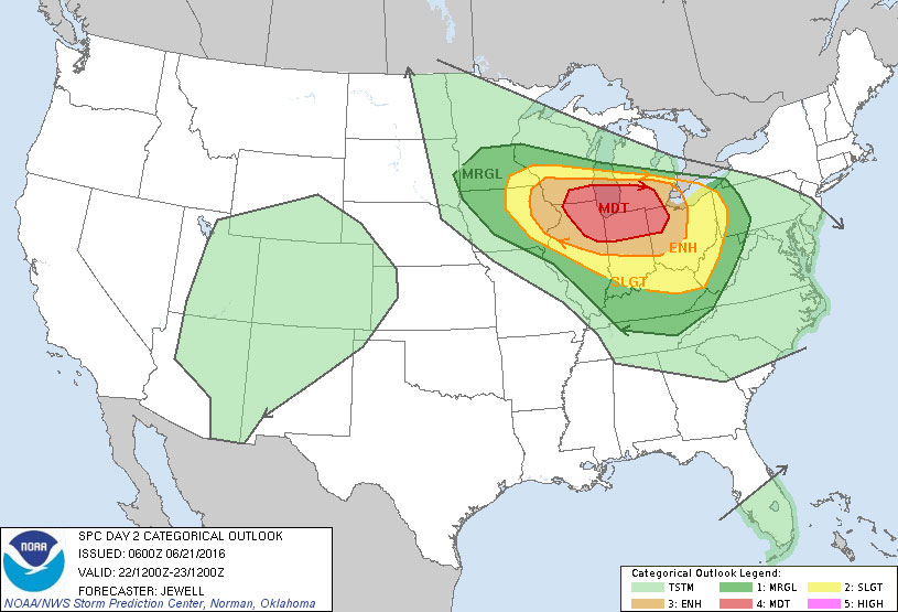 A map from NOAA's website shows the level of risk to the northern Indiana area. (Image provided)