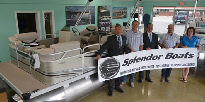 Pictured from left are Everett Nifong, golf outing chairman; Adam Heckaman, co-owner of Splendor Boats; Josh Gordon, committee member; Andrew Heckaman, co-owner of Splendor Boats; and Amy Parker, co-owner Splendor Boats. (Photo provided)