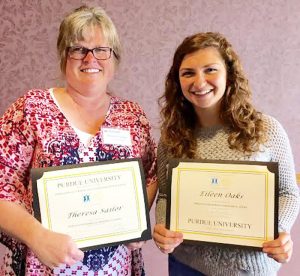 Recently Purdue University’s Indiana Watershed Leadership Academy held its graduation ceremony in Indianapolis. Theresa Sailor, left, watershed coordinator for the Clean Waters Partnership and Eileen Oaks, marketing and outreach specialist for The Watershed Foundation, received professional certificates in watershed management from Purdue University. (Photo provided)