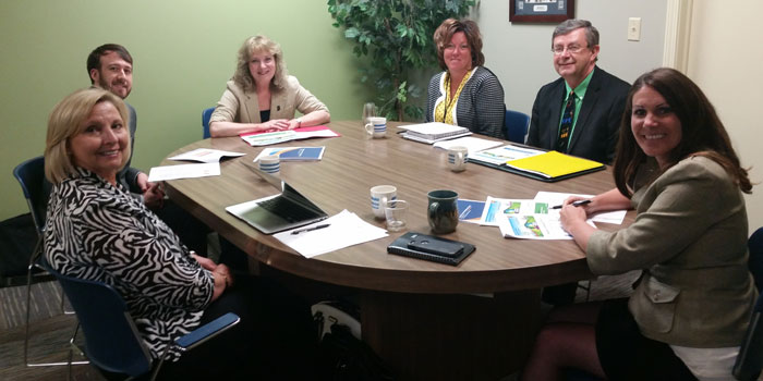 Pictured from left are Caston Superintendent Cindy Douglass, SpecIal Assistant to the State Superintendent Joel Smith, Glenda Ritz, Rochester Superintendent Jana Vance, Tippecanoe Valley Superintendent Brett Boggs and Fulton County Chamber of Commerce Executive Director Amy Roe. (Photo provided)