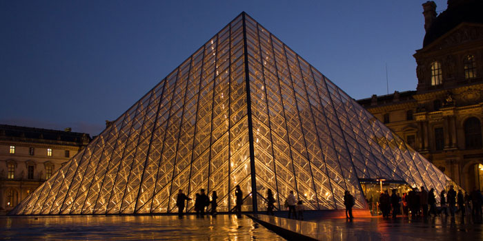 Normally dry pavement, the Louvre closed due to floods in Paris.