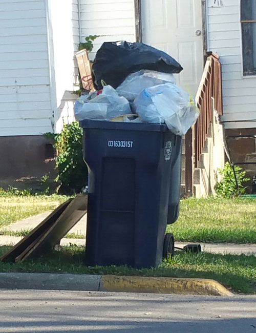 Some residents produce more trash than can fit in the large cans.
