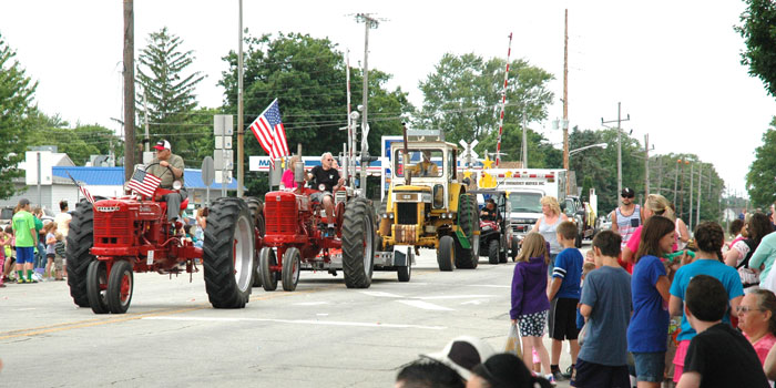 Tractors presented at the 2016 Mentone Egg Festival parade