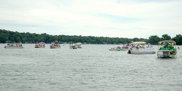 2016 Tippecanoe Flotilla contestants ready to sett off around Tippecanoe Lake.