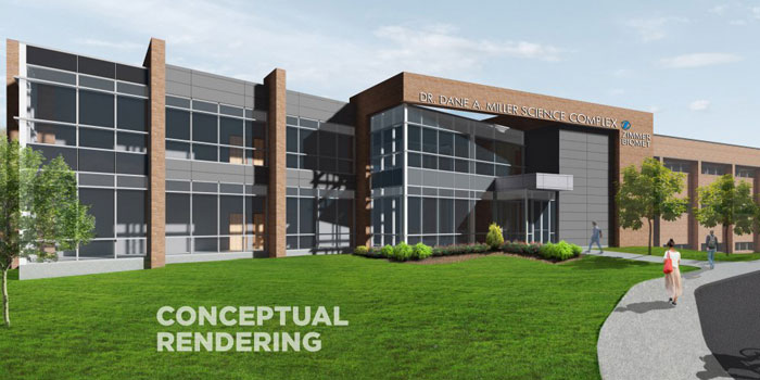 A conceptual image shows an artist's rendering of the new science building. (Image provided)