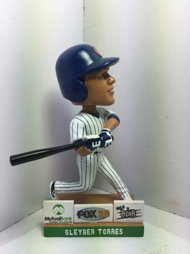 Former South Bend Cubs star Gleyber Torres will be honored with the venerable bobblehead this Sunday and next Sunday.