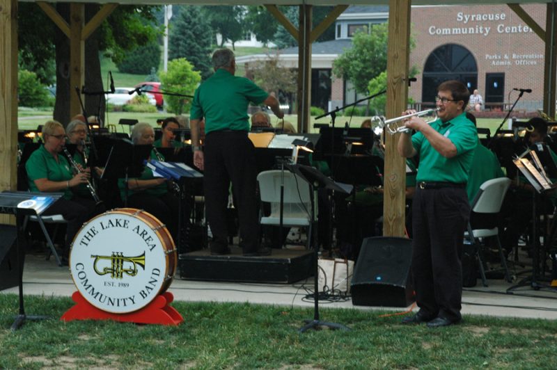 Lake Area Community Band trumpeteer, Barry Frisinger, was one of the show's featured soloists.