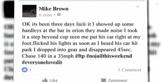 Michigan motorcyclist arrested after posting crime on fb