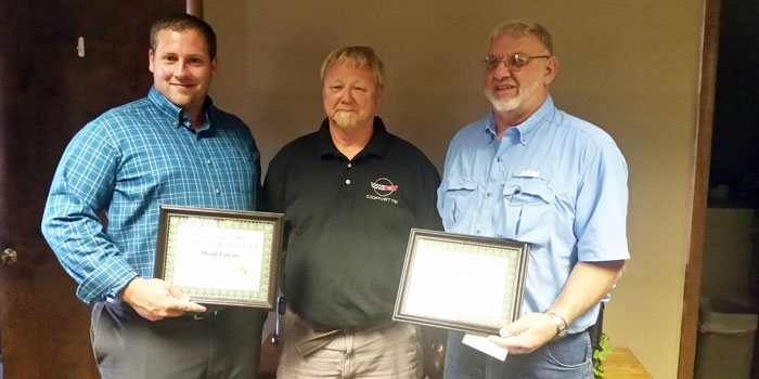 From left are Burket Educational Center Teacher Micah Lukens, TVSC Board Member ____ and TVSC Head Bus Mechanic Lyle Butt. (Photos by Amanda McFarland)