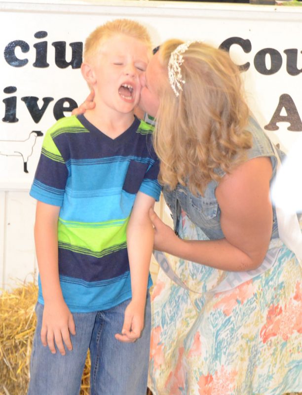 Aiden Beer, brother of 4-H Queen Ashley Beer received the Queens Kiss.