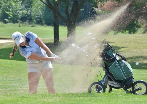 Aubrey Schmeltz earned medalist honors for Thursday's triangular with Whitko and Concord. (Photos by Nick Goralczyk)