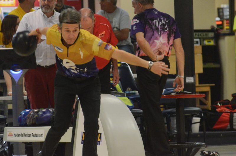 Amleto Monacelli fires a shot at Signature Lanes in Elkhart Wednesday night. He claimed the PBA50 National Championship.