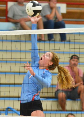 Gabrielle Norton goes up for a kill during Monday's game against Wawasee.