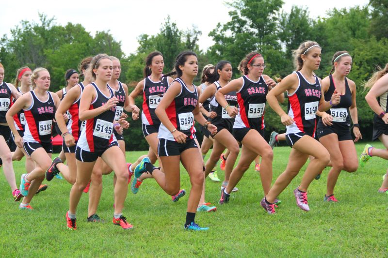 The Grace College women's cross country team had seven of the top 11 runners in the Westville Invitational Friday (Photo provided by the Grace College Sports Information Department)