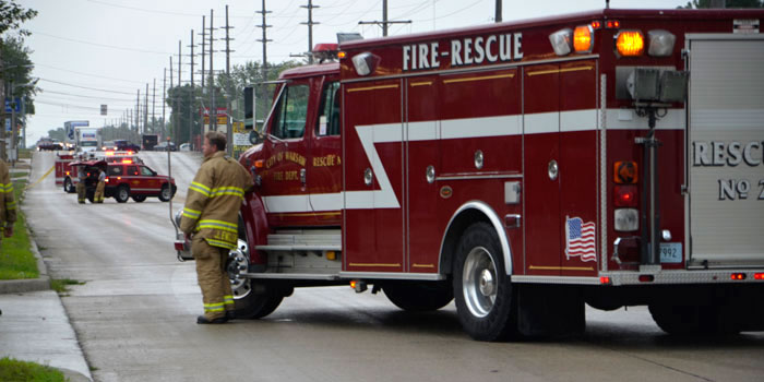 First responders wait nearby for NIPSCO to arrive on scene to contain the gas leak