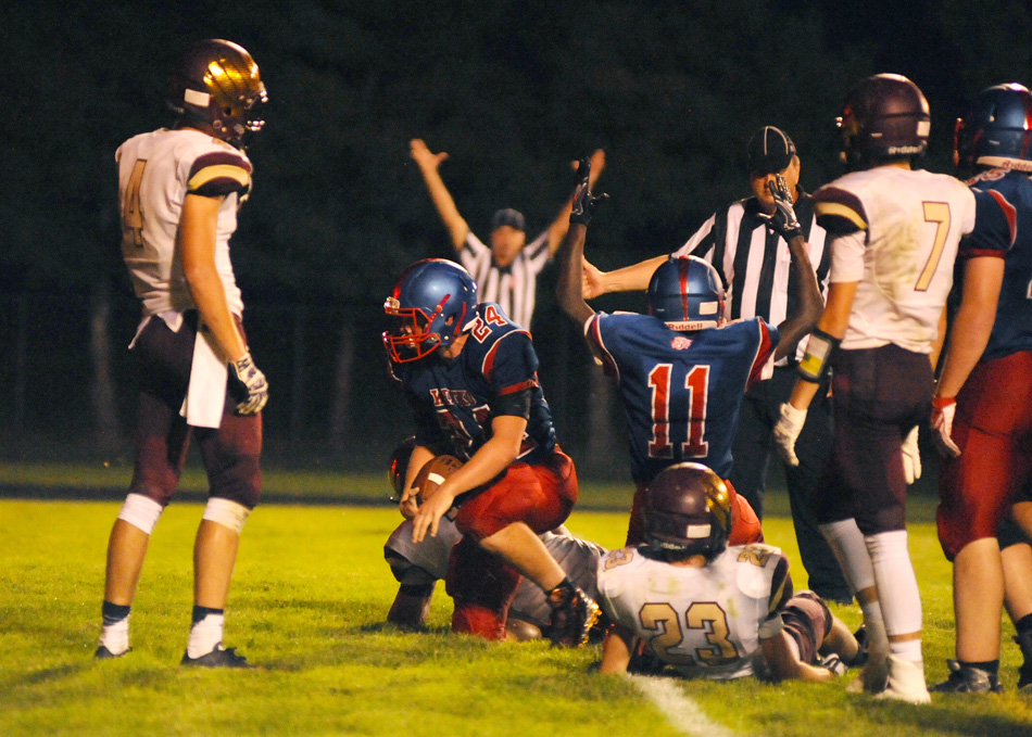 Whitko's Hunter Reed reached the goal line late in the fourth quarter to give Whitko an eventual 20-14 win. (Photos by Mike Deak)