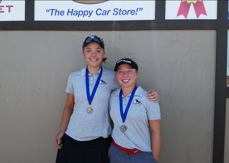 Mackenzie Weaver, left, and Summer Stillson went one-two for medalist honors to pace NorthWood Monday at the Canterbury Invite. (Photo courtesy of NorthWood Golf Twitter)