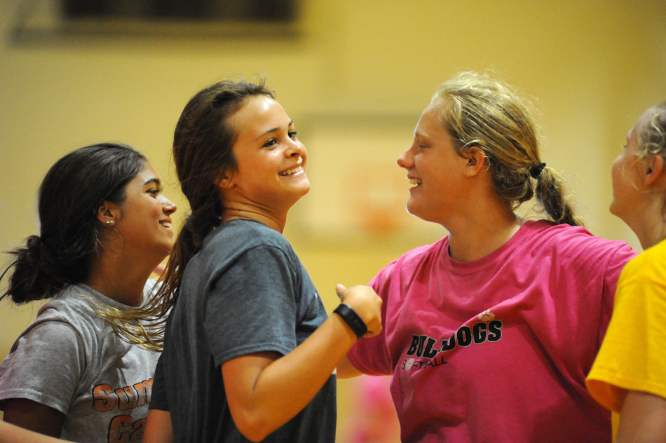 Tippecanoe Valley sophomore Emily Peterson, center, is happy to be back on the volleyball court. (Photo by Mike Deak)