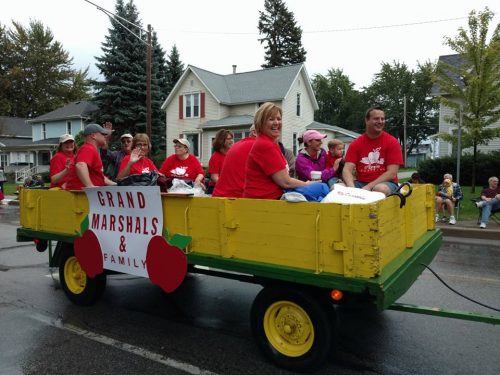 Nappanee Apple Festival Parade Marshals Larry and Char Wagner, along with family members, ride in the festival's parade on Saturday, Sept. 17.