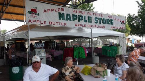 The Napple Store at the Nappanee Apple Festival sells everything apple, including pieces of the festival's signature 7-foot baked pie.