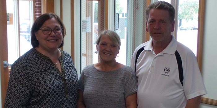 Warsaw Elks Lodge #802 presents a gift to the Kosciusko County Community Foundation. Pictured are (left to right): Suzie Light, Executive Director of Kosciusko County Community Foundation and Jill Baker Gross and Roger Hughes of the Warsaw B.P.O. Elks Lodge #802.