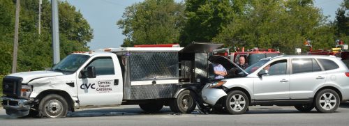 Two vehicles collided at the intersection of U.S. 6 and State Road 13 around noon on Wednesday, Sept. 21.