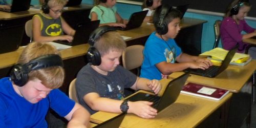 Third grade students at Triton Elementary School are shown using their new computers in Mrs. Strycker’s classroom.