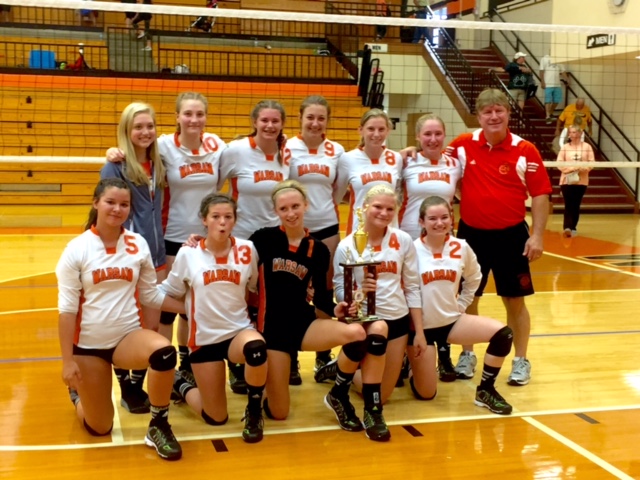 The Warsaw freshman volleyball team, coached by James Schmidt, won its own invitational on Saturday. The frosh Tigers are now 16-0 on the season (Photo provided)