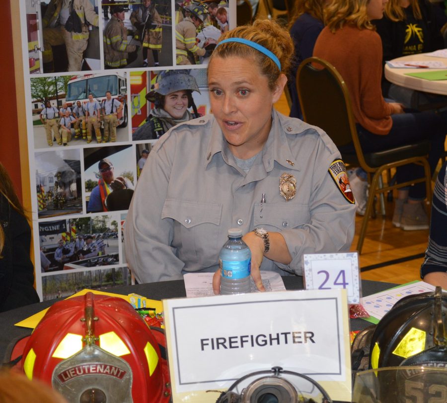 Firefighter Amanda Weimer of the Fort Wayne Fire Department was a presenter at the N.E.W. Workshop at Quaker Haven Camp.