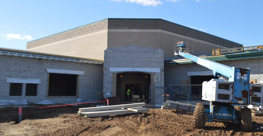 Shown is the main entrance to the new Syracuse Elementary School. The top portion looks closer to what the finished product will look like.