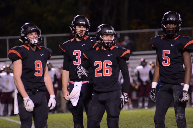 The quality quartet of Bronson Yoder, Trey Bilinski, Brayton Yoder and DeAndre Smart (left to right) helped No. 2 NorthWood beat Columbia City 52-13 in a sectional opener in Nappaneee Friday night.